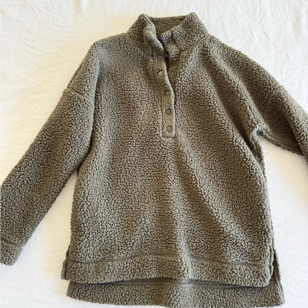 Cozy Women's Olive Green Sherpa Sweater